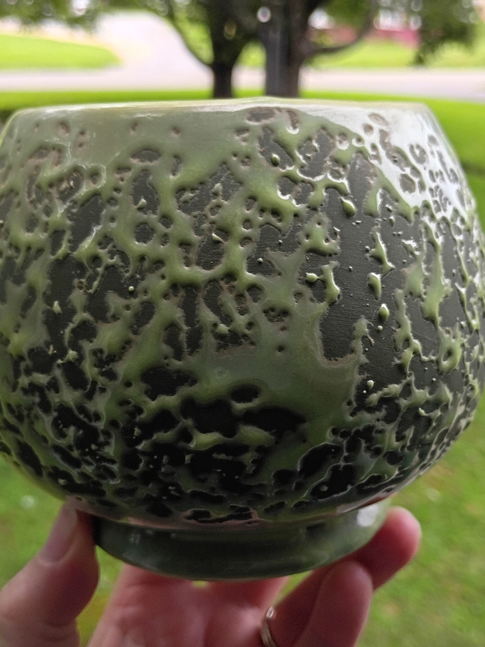 Vintage McCoy Green Splatter Vase Planter MCM